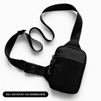 Sacoche crossbody VALUNE coloris Noir Onyx présentée à plat sur fond blanc
