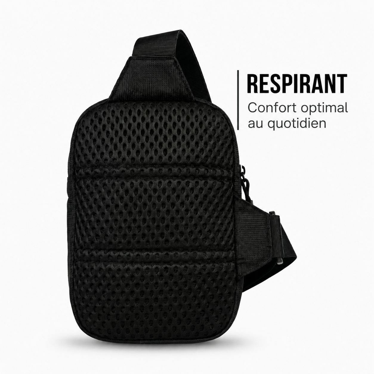Dos en mesh respirant de la sacoche crossbody VALUNE noire pour un port confortable