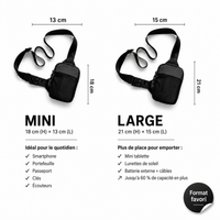 Comparatif des formats Mini et Large de la sacoche antivol VALUNE avec leurs dimensions